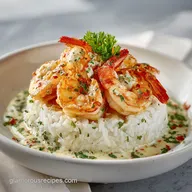 Rich Creamy Garlic Shrimp with Rice for 4 Servings