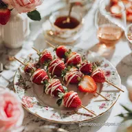 Galentines Party Food Idea with Heart Shaped Strawberry Skewers | Delicious & Easy