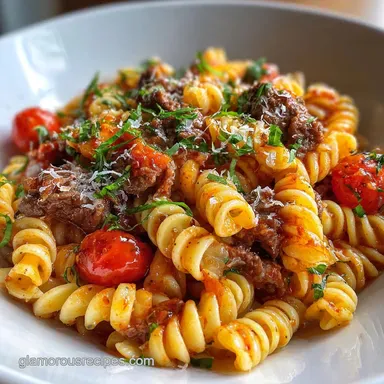 Beef Pasta Recipe in Tomato Sauce: 30 Minutes Recipe Card
