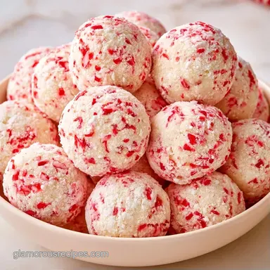 Candy Cane Snowball Cookies in 45 Minutes Recipe Card