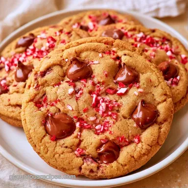 Chewy Candy Cane Chocolate Chip Cookies Recipe Card