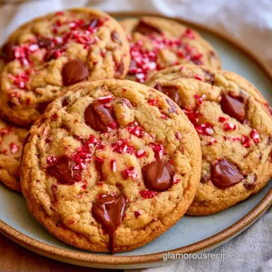 Chewy Candy Cane Chocolate Chip Cookies