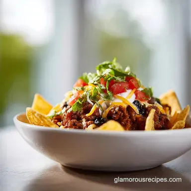 Walking Taco Recipe for 8 Servings: Savory Beef Casserole Recipe Card