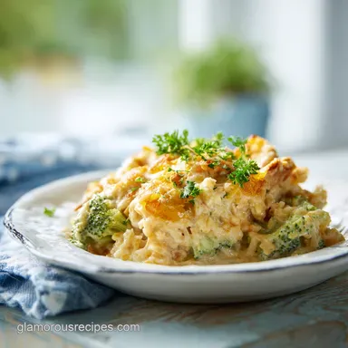 Chicken Broccoli Rice Casserole for 8 Servings Recipe Card