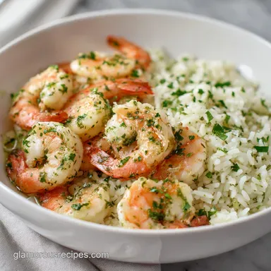 Creamy Garlic Butter Shrimp Bowl for 4 Servings Recipe Card