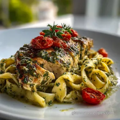 Creamy Pesto Chicken Recipe in 25 Minutes Recipe Card