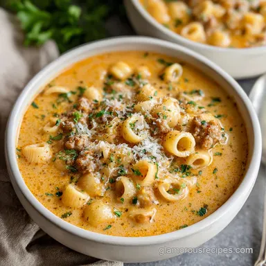 Creamy Parmesan Italian Sausage Ditalini Soup: 40 Min