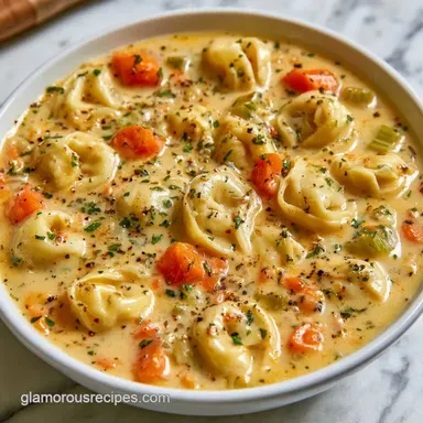 One-Pot Creamy Tortellini Vegetable Soup Recipe Card