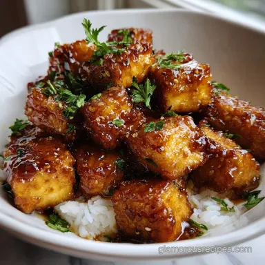 Crispy Honey Garlic Tofu Recipe for 4 Servings Recipe Card