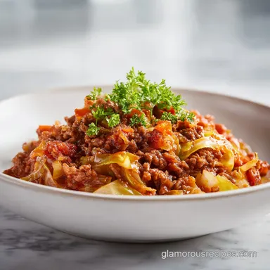 Easy Keto Ground Beef Cabbage Roll in 30 Minutes Recipe Card