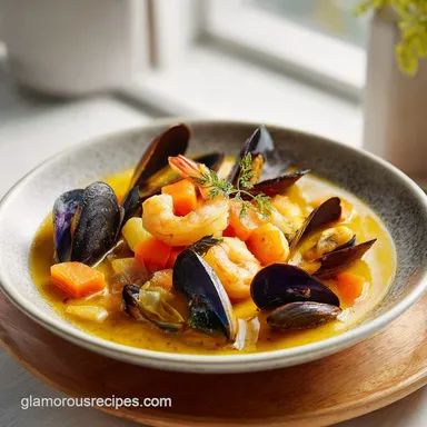 Seafood Stew in 40 Minutes: Silky and Hearty Mediterranean Recipe Card