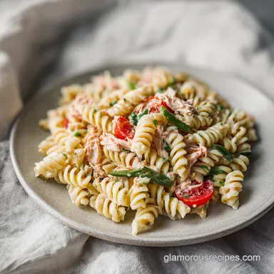 Tuna Pasta Salad with Albacore for 4 Servings Recipe Card