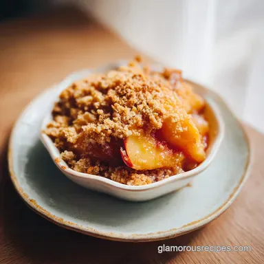 Peach Crisp for 8 Servings with Golden Toasted Oat Streusel Recipe Card