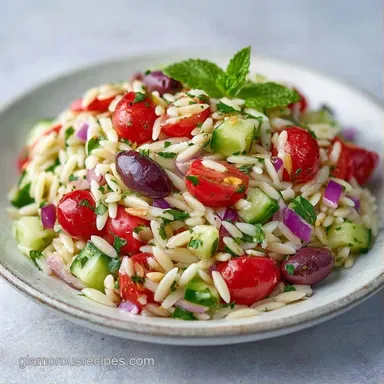 Greek Orzo Salad for 6 Servings Recipe Card