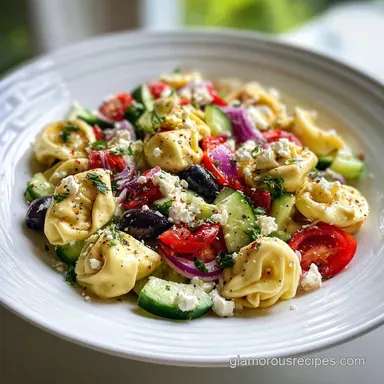 Greek Tortellini Salad with Chicken and Artichokes Recipe Card