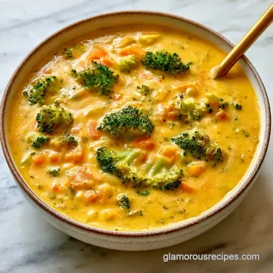 Healthy Broccoli Cheddar Soup in 40 Min Recipe Card