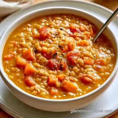 Healthy Slow Cooker Lentil Soup for 6 Recipe Card
