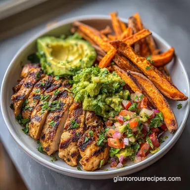 Grilled Herb Chicken Bowl with Sweet Potato Fries for 4 Servings Recipe Card