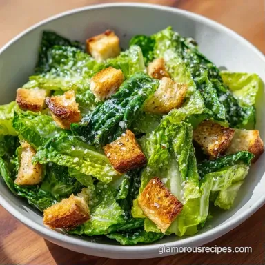 Homemade Caesar Salad for 4 Servings Recipe Card