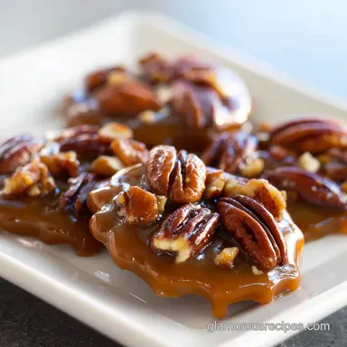 Homemade Turtle Candy with Pecans and Caramel for 24 Recipe Card