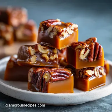Homemade Turtle Candy with Pecans and Caramel for 24