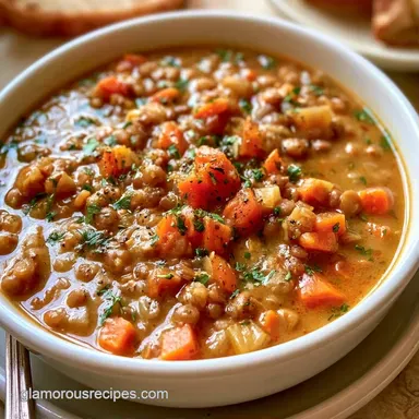 Mediterranean Lentil Soup with Lemon Recipe Card