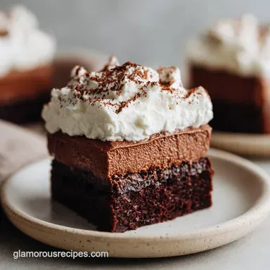 Layered Chocolate Mousse Brownie for 12 Servings Recipe Card