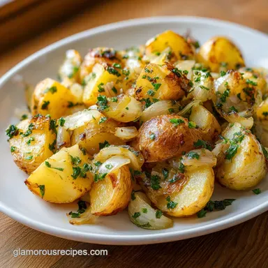 Oven Fried Potatoes and Onions for 4 Servings Recipe Card