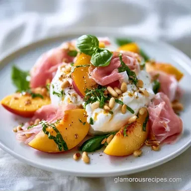 Peach and Burrata Salad for 4 Servings Recipe Card
