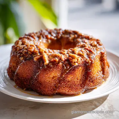 Pecan Upside Down Bundt Cake for 12 Servings Recipe Card