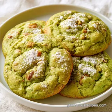Chewy Pistachio Crinkle Cookies