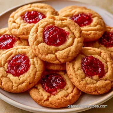 Raspberry Thumbprint Cookies for 20 Recipe Card
