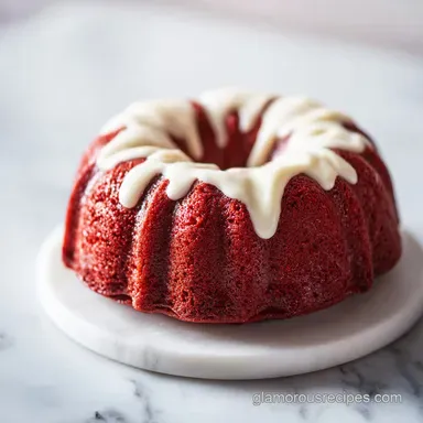 Red Velvet Cream Cheese Bundt Cake for 14 Servings Recipe Card