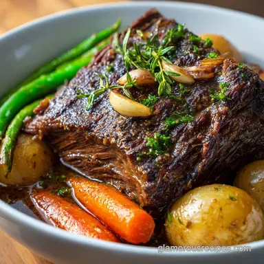 Slow Cooker Pot Roast with Garlic and Vegetables for 7 Servings