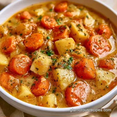 Slow Cooker Vegetable Soup for 6 Servings Recipe Card