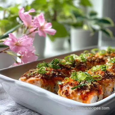 Easy Spicy Salmon Sushi Bake Recipe Ready in 30 Min Recipe Card
