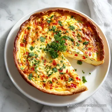 Three Cheese Quiche with Flaky Crust Recipe Card