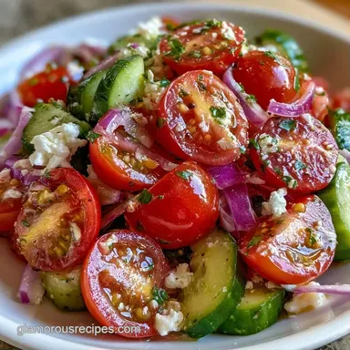 Tomato Feta Salad in 10 Minutes Recipe Card