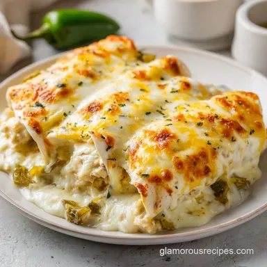 White Chicken Enchiladas for 8 Servings: Creamy and Baked