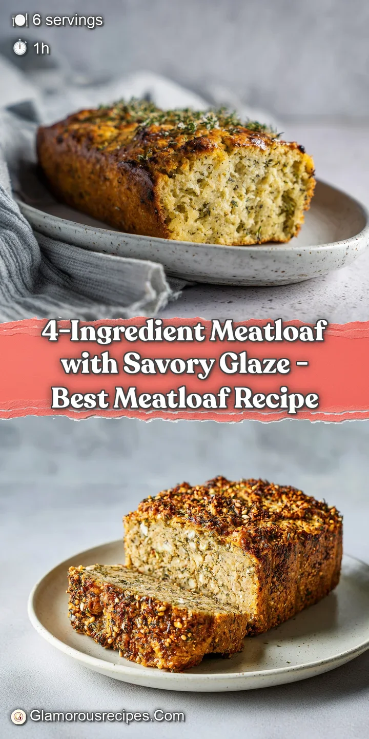 Close-up of a tender, moist meatloaf slice with a rich, savory glaze dripping down.