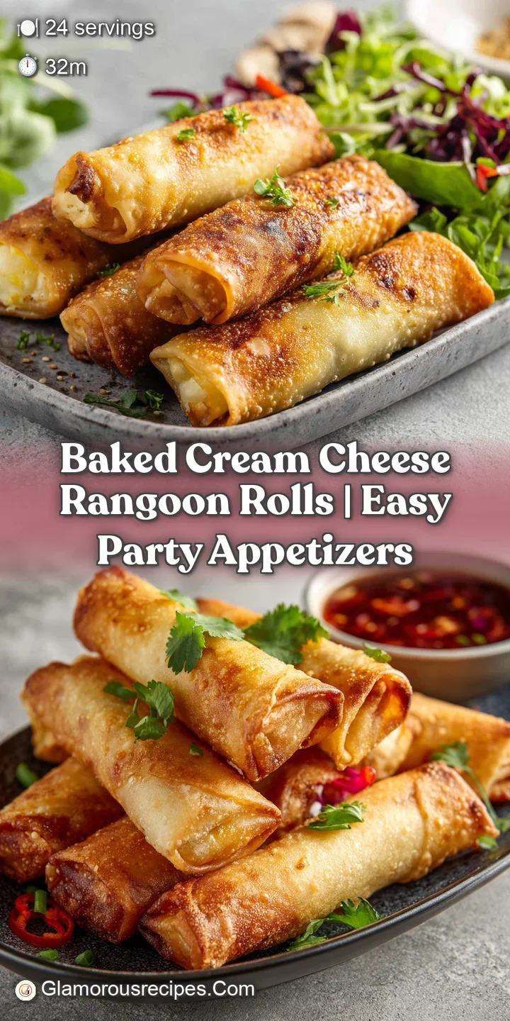 Close-up of a perfectly baked rangoon roll with a flaky, golden exterior, revealing creamy filling.