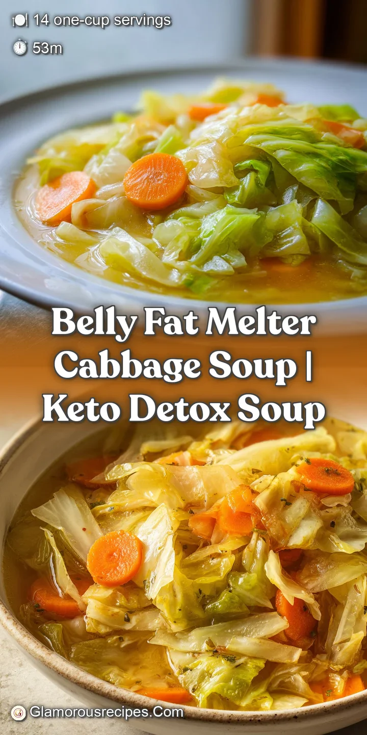 Close-up of tender, translucent cabbage leaves and diced carrots simmering in a savory, golden vegetable broth.