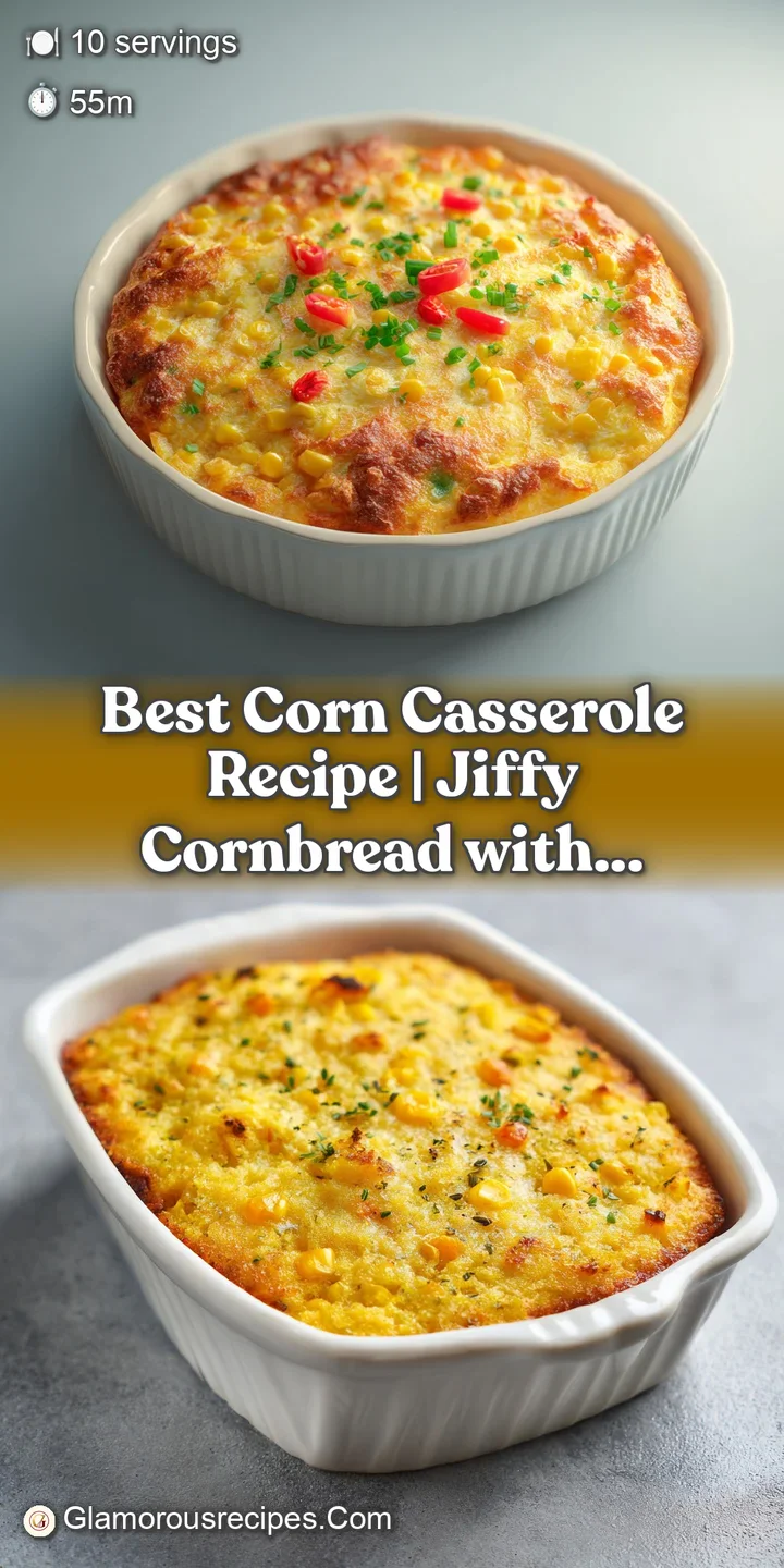 Close-up of bubbling, creamy corn casserole with visible tender kernels and a warm, inviting glow.