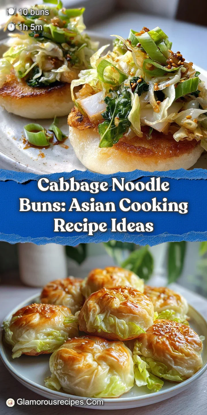 Close-up reveals the flaky layers of the noodle bun, the soft, glistening texture of the savory cabbage filling, a truly t...