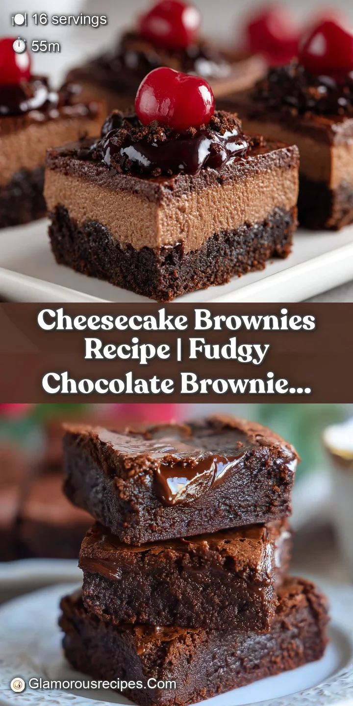 Close-up of a cheesecake brownie, showcasing the decadent fudgy center and the creamy, golden-brown swirls of baked cheese...