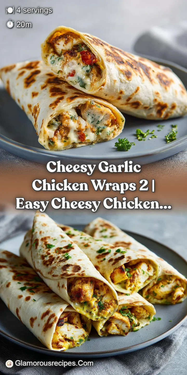 Melted, gooey cheese stretching from a perfectly grilled chicken wrap, with visible garlic herbs.