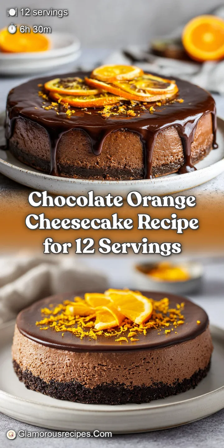 Close-up of chocolate orange cheesecake. Crackly chocolate top, smooth cream cheese, hints of orange zest. Decadent and rich.