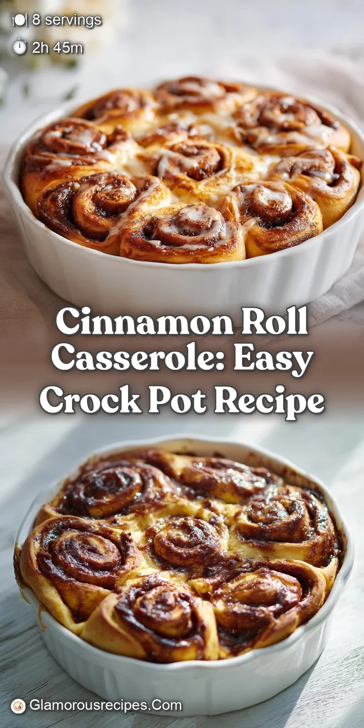 Close-up of a warm, gooey cinnamon roll casserole. Soft, yeasty dough glistening with icing; a tempting, sweet treat.