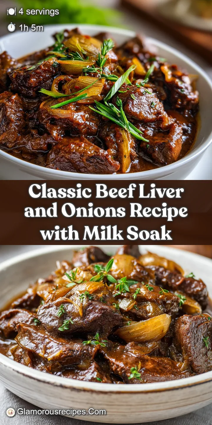 Up-close view of pan-fried beef liver and sweet sauteed onions; rich brown hues and slightly crisp edges are visible.