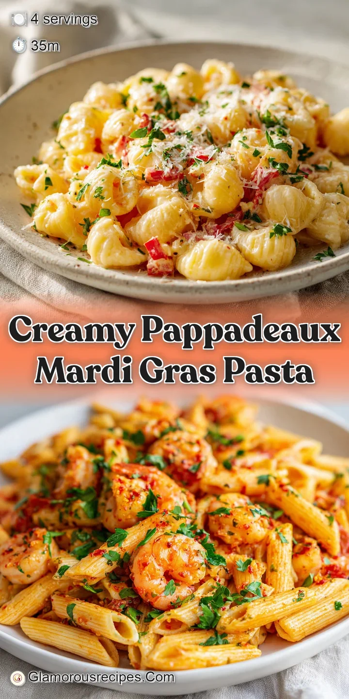 Close-up of tender shrimp and crawfish nestled in a rich, creamy pasta sauce. Hints of spice and herbs visible.